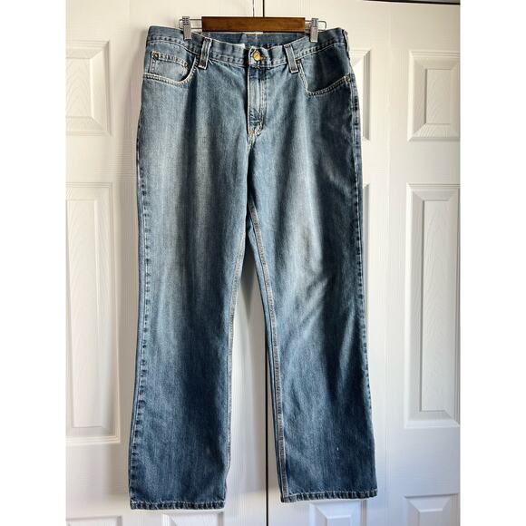 Carhartt Men's Utility Work Blue Denim Jeans Light Weight 36X32 *READ - Picture 1 of 16